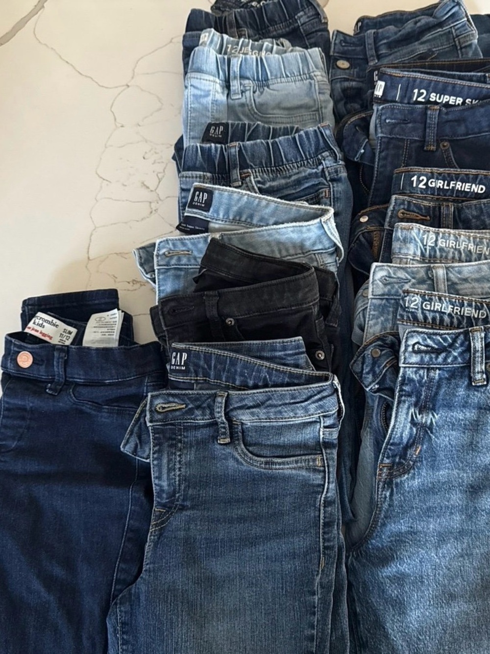 GAP Girls Mixed Denim Jeans - Dark to Light Blue & Black